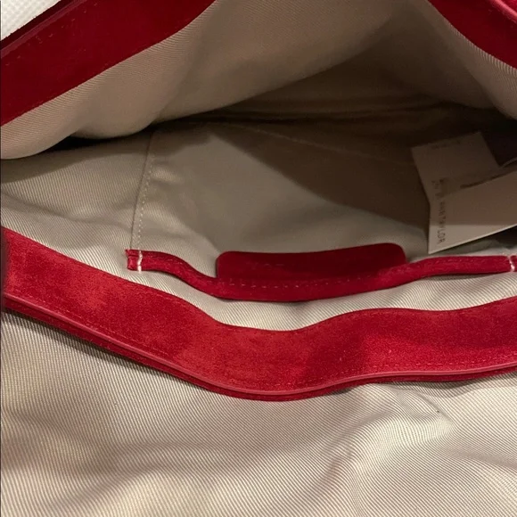 Ann Taylor Red Suede Shoulder Clutch Bag - Picture 3 of 9